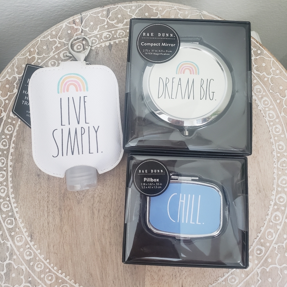 NWT Rae Dunn Mirror Pill Box and Sanitizer Holder